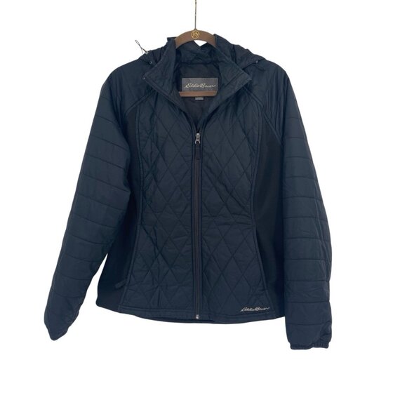 Eddie Bauer Women's Size L Black Quilted Full Zip Lightweight Pockets Jacket - Picture 1 of 10
